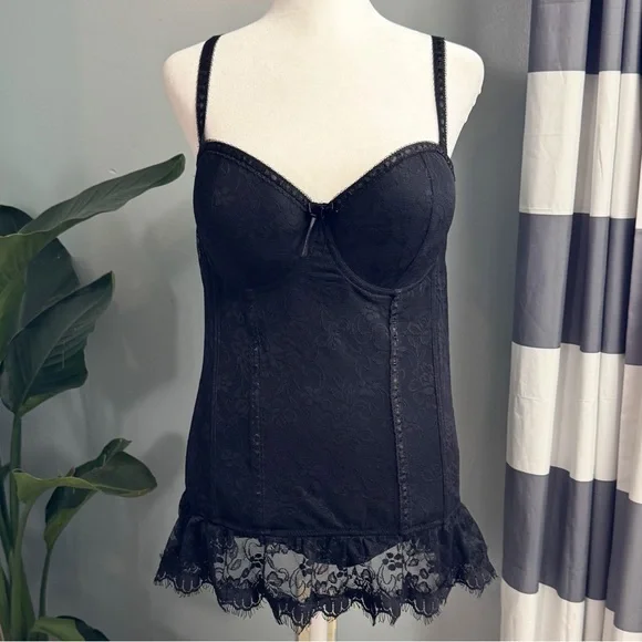 Baci Black Lace Corset Bustier 1X/2X Plus Size Lingerie - Picture 2 of 8